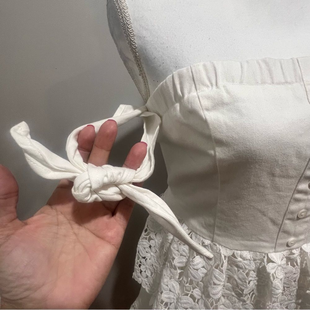 NWT Endless Rose White lace Tiered off the shoulder women's mini dress large - Picture 7 of 14